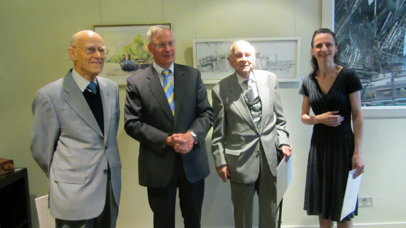 Hon Fellows (L-R): Hamish Haswell-Smith; HRH The Duke of Gloucester; The late Sir H Anthony Wheeler; Dr Patricia Cain.
